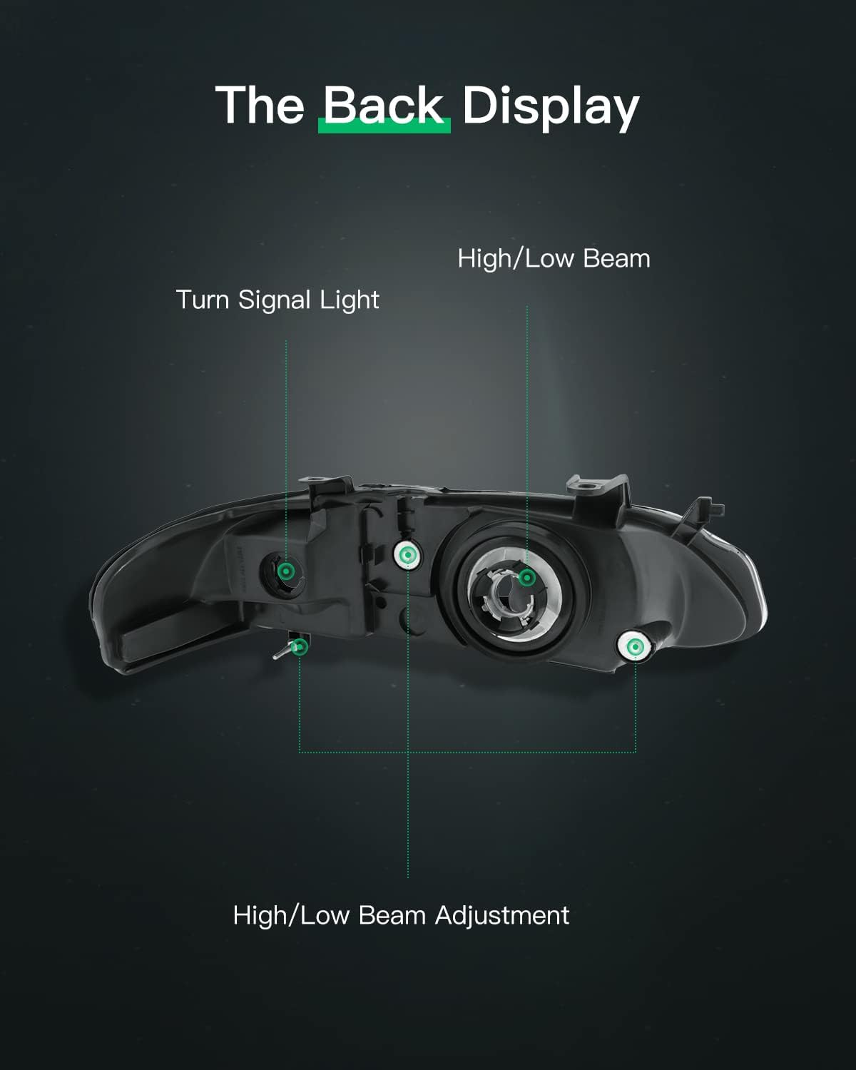 LSAILON Headlight Assembly Replacement Fit 2000-2003 For Nissan Sentra Black Housing Amber Reflector Driver and Passenger Side