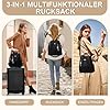 Eshow Rucksack Damen Klein, Anti-Diebstahl Kleiner Cityrucksack Tagesrucksack Elegant, 3 in 1 Rucksacktasche mit Clutchbag & RFID Blocker Modern für Pendeln Schule Arbeit Reise Schwarz #1