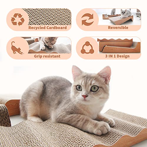 Rumuuke Cat Scratch Pad- 3 In 1 Corrugated Cardboard Cat Scratcher For Indoor Cats, Professional Cat Scratching Board For Adult Cats, Catify Cat Scratcher Pads With Catnip #TOP1