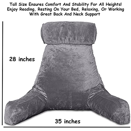 Homie Reading Pillow with Reading Light and Wrist Support, Has Arm Rests, and Back Support for Bed Rest, Lounging, Reading, Working on Laptop, Watching TV (Gray) - Image 7