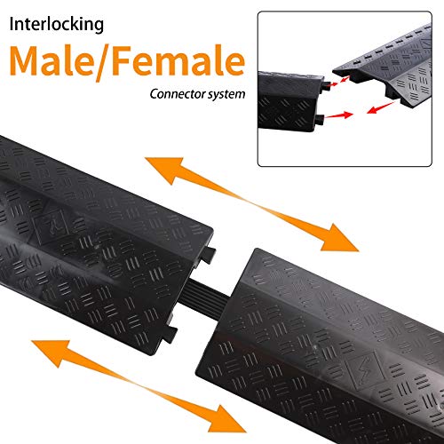 Anbotek - Medium 2 Pack - Floor Cord Cover Cord Protector Drop Over Drop Trak Cable Ramp for Office Warehouse - Black by anbotek - Image 6