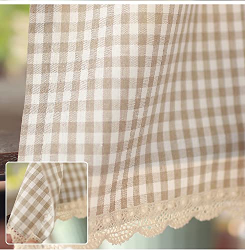 Firany Cafe Net - Kwiatowe firany kuchenne na okna Firany Cafe, Małe firany okienne do łazienki lub przyczepy kempingowej, Przezroczyste rustykalne firany kuchenne z lnu (110x130cm/43,31x51,18 cala)