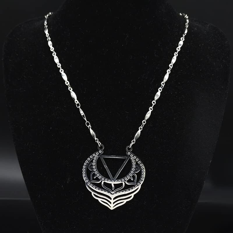 Miniatura 6 de 2024 New Stainless Steel Flower Necklace Women Feather Silver Color Necklaces Pendants Jewerly Bisuteria