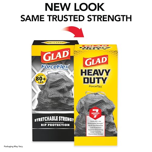 Image of Glad ForceFlex Heavy Duty Trash Bags, Rip and Tear Resistant, Unscented Black X-Large Garbage Bags, Odor Control, 30 Gallon Trash Bags, 25 Count