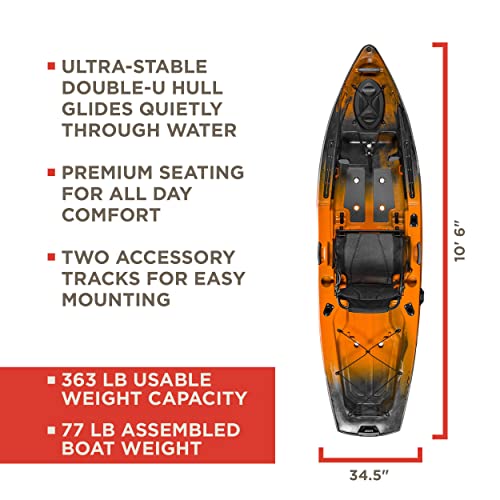 Image of Old Town Sportsman 106 Solo Sit-on-Top Fishing Paddle Kayak, 10 ft 6 in