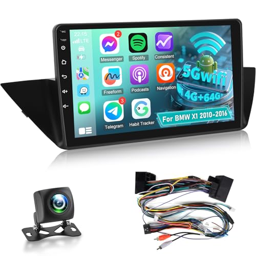 4+64G Android Car Stereo for BMW X1 E84 2009 2010 2011 2012 2013 2014 2015 with Carplay and Android Auto - 10 Inch IPS Touchscreen Radio with 32EQ DSP, WiFi, GPS, Mirror Link + AHD Rear View Camera