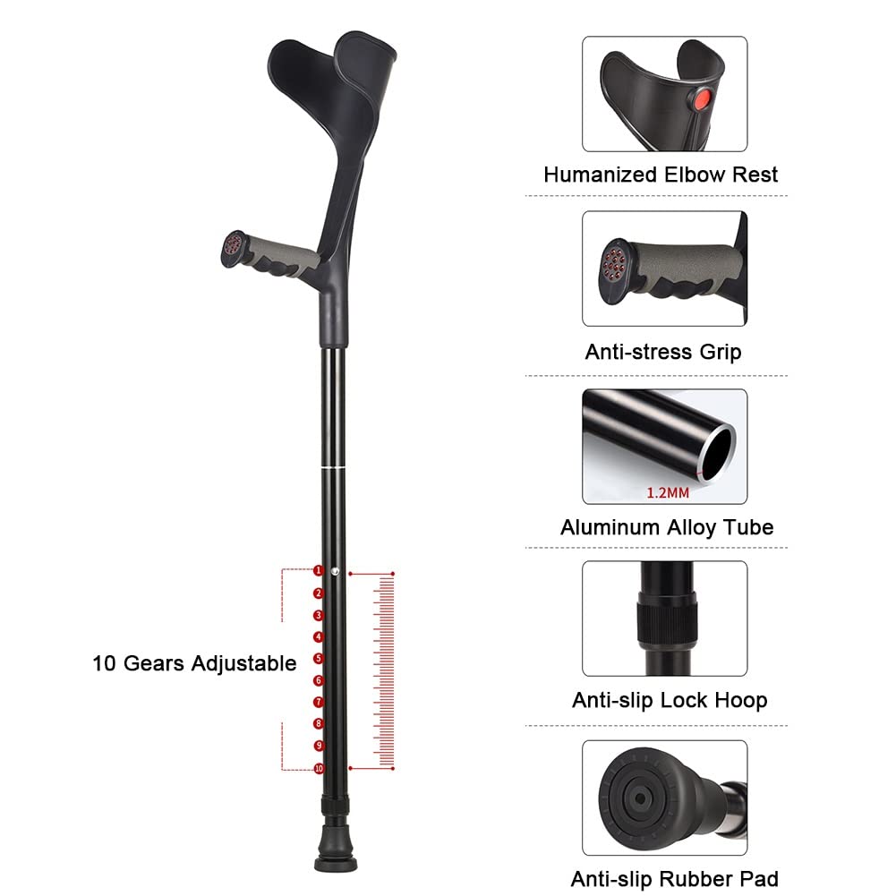WolFum Muletas Plegables para Viajes, Bastones para Caminar Ajustables para Adultos, Andador Médico para Ancianos de Aluminio, Altura Aplicable: 140-185 cm/4' 5''-6' (Color : Silver,