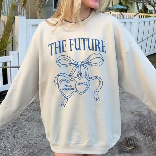 Image of Future Mrs. Engagement Shirt, Personalized Bride to Be T-Shirt with Custom Names and Date, Bridal Shower Gift Idea