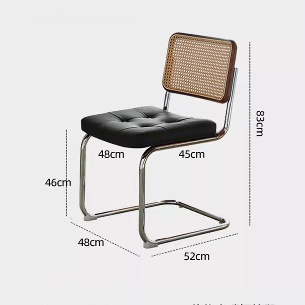Sillas de Comedor de Mediados de Siglo, sillas Laterales de ratán sintético con Patas de Metal, Asiento tapizado para Comedor, Sala de Estar y Dormitorio.
