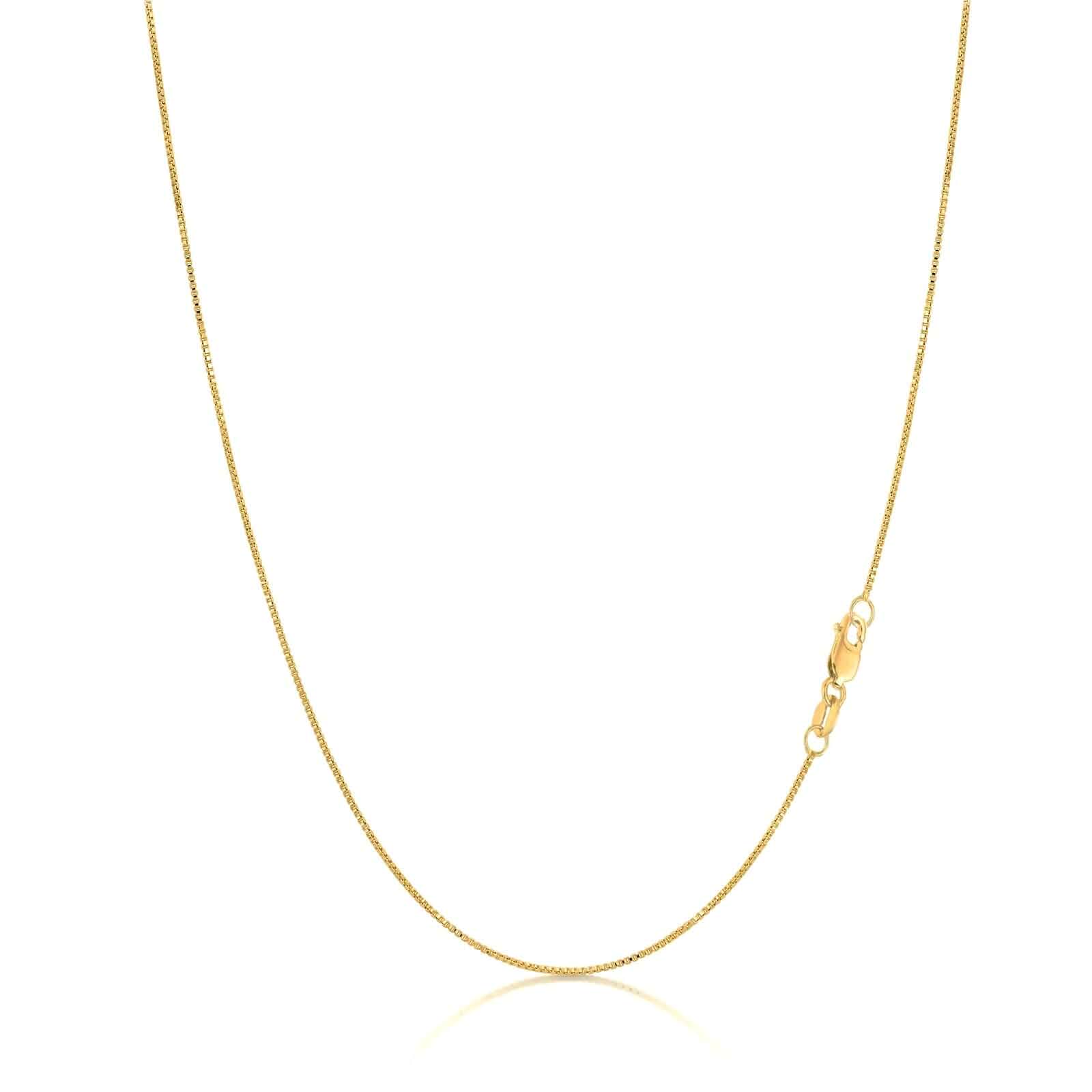 14K Yellow, White or Rose Gold Box Link Chain Dainty Yellow Gold Necklace for Women and Men with Lobster Clasp
