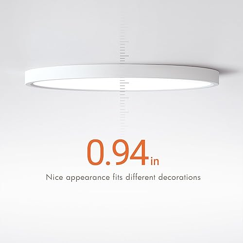 Miniatura 2 de ANBOKAI Lámpara de techo, 5000 K luz solar ultra fina lámpara LED para dormitorio, cocina, baño, pasillo, 9 pulgadas, 24 W, montaje empotrado con