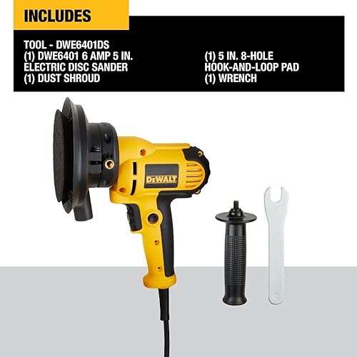 Miniatura 9 de Dewalt DWE6401DSR Lijadora de disco de velocidad variable de 5 pulgadas con cubierta antipolvo (renovada)