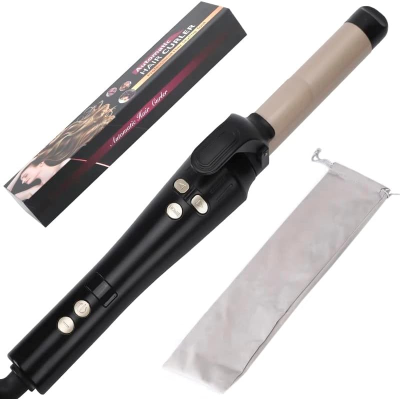 Miniatura 7 de Varita rizadora de cerámica LCD, barril de titanio giratorio automático de 1 pulgada, 4 temperaturas ajustables, calentamiento rápido, doble voltaje