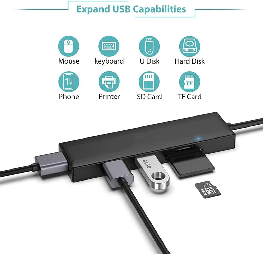 USB HUB 4 Port USB 2.0 Port PC Tablet Portable OTG Aluminum USB Splitter Cable Accessories