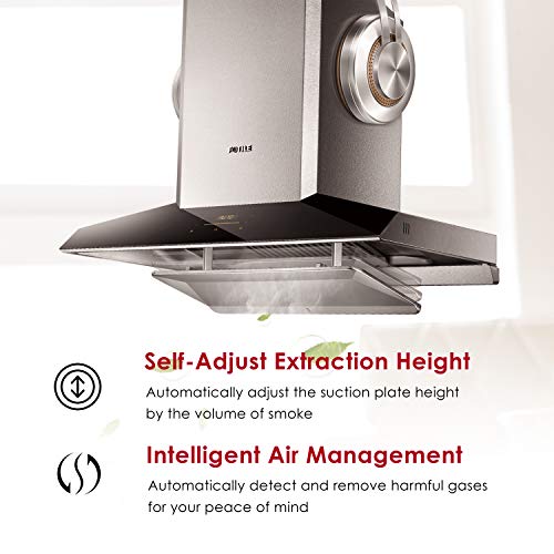 Fotile Emg9030 36" Wall-Mount Range Hood | Touchscreen | 4 Speed-Settings And Air Management Function | Self-Adjusting Surround Suction Plate | Delay Off Function | Cleaning Mode | Led Light #TOP3