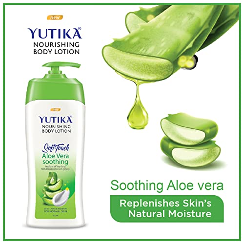 Image of Yuthika Almond Soft Touch Body Lotion for Women & Men, Hydrating, Non-Greasy Moisturizer for Soft, Smooth Skin, All Skin Types (1000ml) (Aloe Vera, 500 ml)