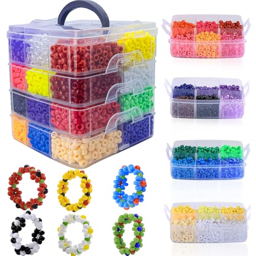 5000Pcs Pony Beads 1.5KG/3.31lb Boxed Beads for Bracelets Making Multi Colored Hair Bead for Braids 24 Colors Kandi Friendship Bracelet Bead Kit for Craft Jewelry Making Chirstmas Gifts