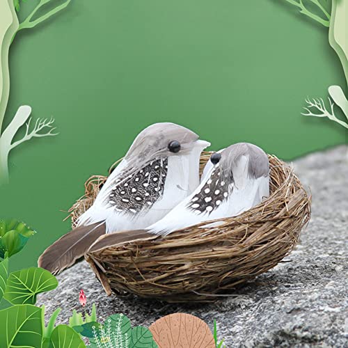 4 Set Fake Artificial Bird Nest With Eggs And Birds Decor For Crafts Tree Ornaments Decoration Creative Handmade Rattan Simulation Bird Nest Easter Home Garden Decoration #TOP4