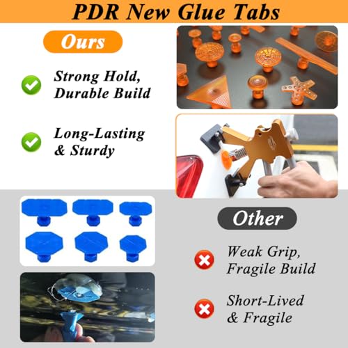 Image of Paintless Dent Repair Kit with Enhanced Glue Tabs,Car Dent Removal Tool Set for Hail Damage, Door Dings, Body Dents - Includes PDR Hammer,100W Hot Glue Gun, Suction Cup & Repair Accessories