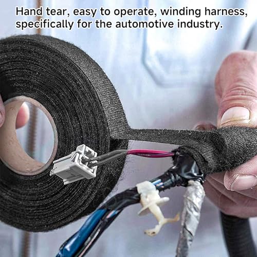 Image of High Temp Automotive Tape, Polyester Heat Cloth Wiring Harness Tape, Multipurpose Automotive Wiring Harness Tape for Car Wiring Harness Wrapping, 32mmx15m, Black