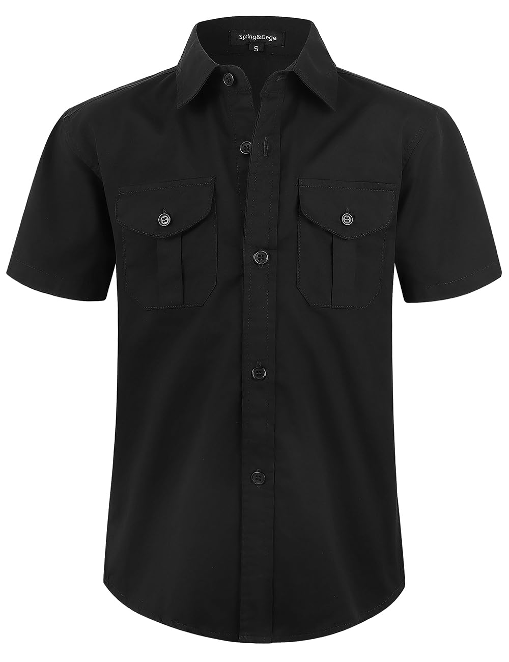 Spring&Gege Camicia Bambino Manica Corta In Cotone - Elegante E Comoda Per Scuola E Occasioni Speciali - Foto 10
