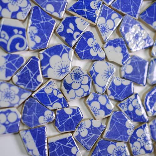 Fqing 500G Ceramics Mosaic Tiles Irregular Shapes For Mosaic Crafts Blue And White Porcelain Vases Picture Frames Flowerpots Tiny Mosaic Pieces For Diy Home Decoration Art ( Color : 01 ) #TOP2
