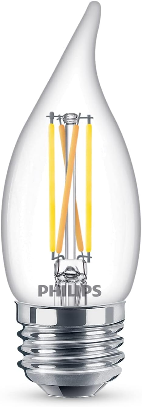 PHILIPS LED 60W BA11 E26 Base 3-Pack Ultra Definition Soft White (2700K) 500 Lumen (5W=60W) Dimmable Clear No Flicker Candelabra Light Bulbs by Philips - Image 3