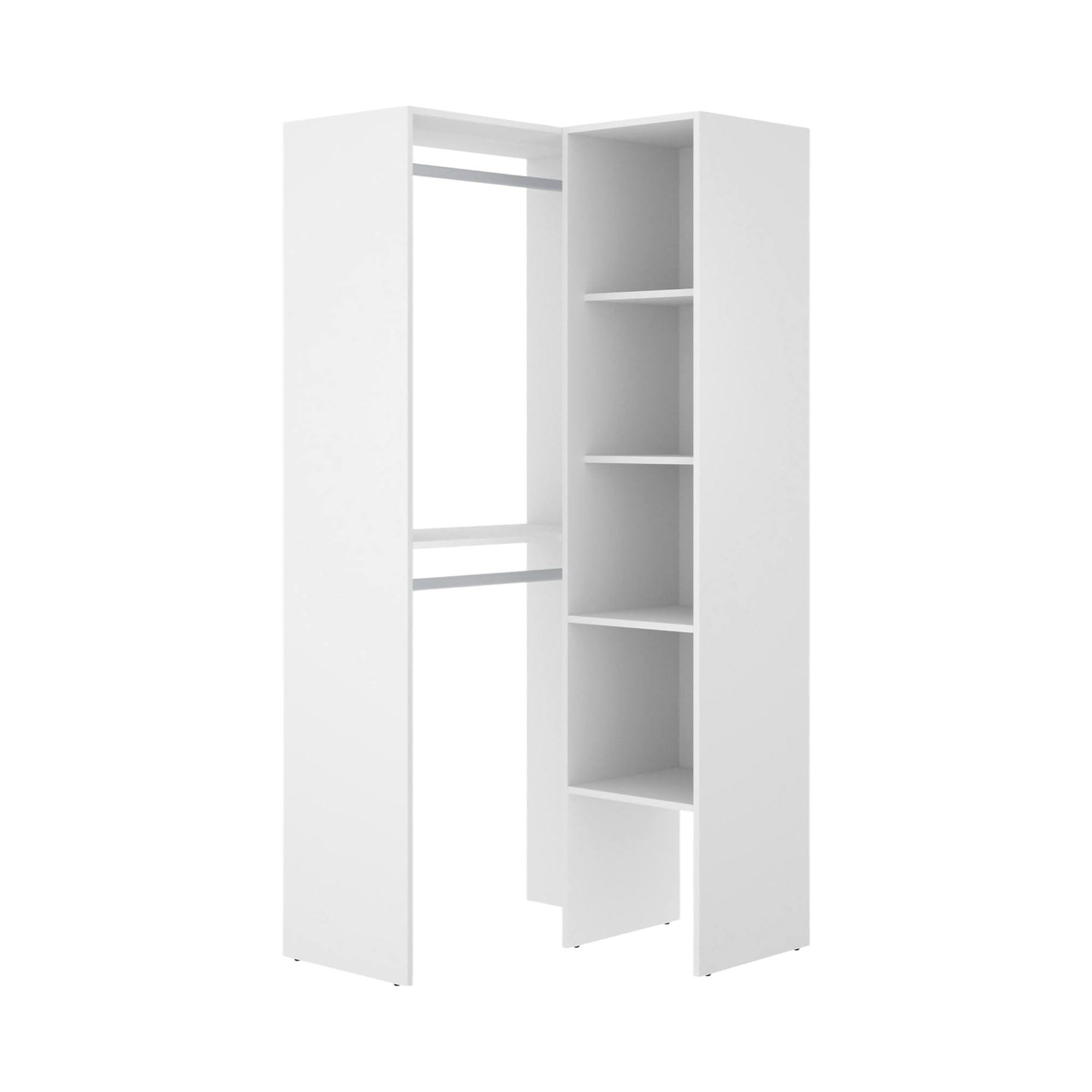 Dmora Guardaroba Grande Bernina 88.4x185.5h cm Bianco Appendiabiti 5 Ripiani, Armadio Camera da Letto 7 Vani