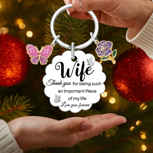 Coolvy Thank You Gifts for Women Bestie Best Friend Aunt Sister Mom Appreciation Birthday Christmas Valentines Gift Keychain (Wife) - image 5