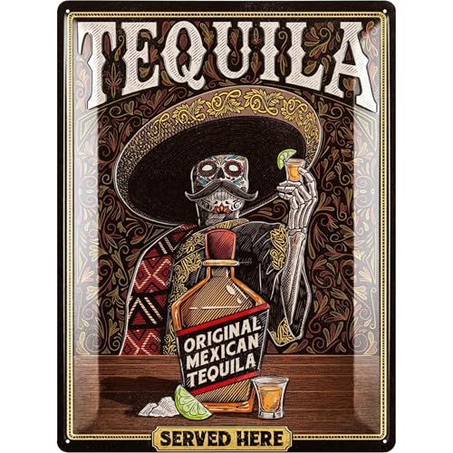 LANOLU XXL Vintage Tin Sign TEQUILA Wall Art, Vintage Retro Signs for Bar, Metal Sign La Cantina...