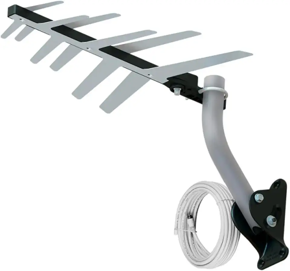 Antena Externa Digital para TV 2 em 1 Completa, Aquario, DTV-1500, Prata, Médio