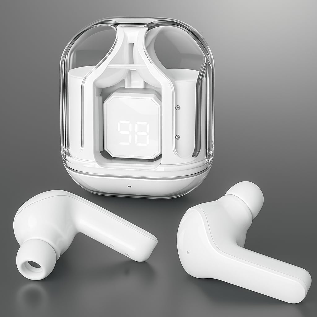 UltraPods Max True Wireless Earbuds with Bluetooth 5.3, Enhanced Sound Quality, Touch Control,Battery Life, Noise Cancellation & Comfortable Fit (White)