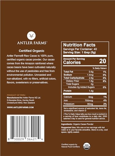 Antler Farms 711841907839 100% Pure Organic Raw Cacao Powder thumb #1
