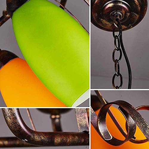 Suspension rétro métal à 6 verres décoratifs pour éclairage optimal