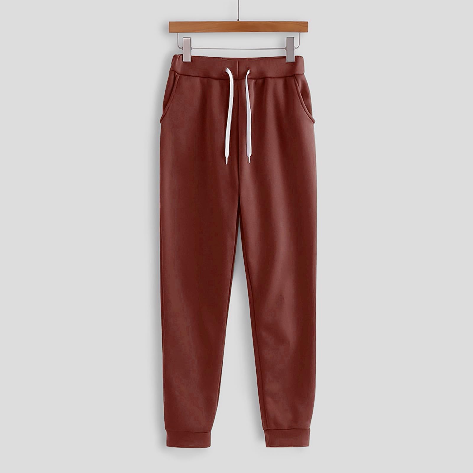 Tenue de loisirs pour femme - Ensemble pyjama côtelé - 2 pièces | Sweat à capuche à manches longues et longue taille élastique, pantalon de loisirs, pyjama avec cordon de serrage et poches