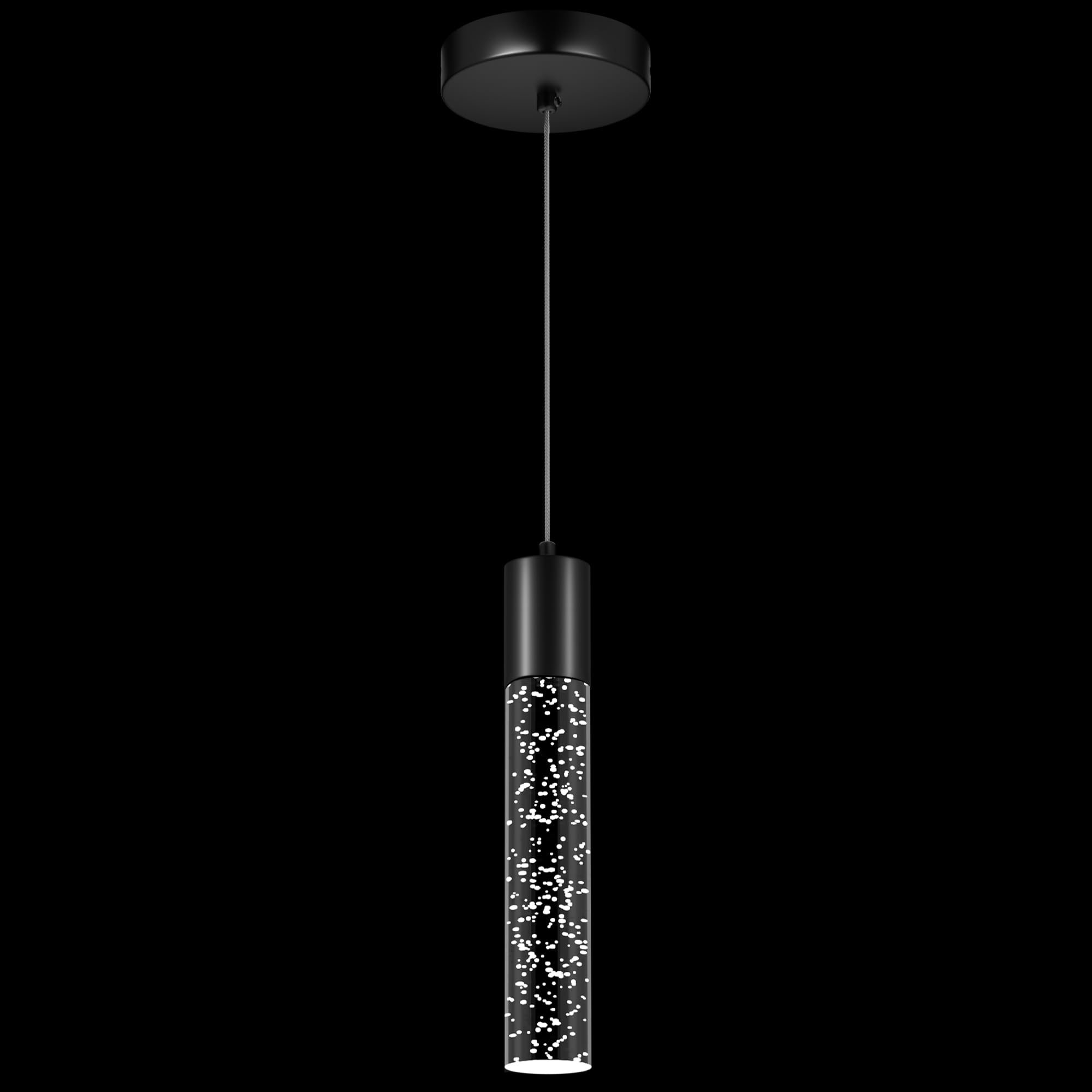 Esfos Pendant Lights Kitchen Island, 6500K Modern Kitchen Island Lights Brushed Black, 1 Pack Ceiling Lighting Fixtures with Crystal Bubble,