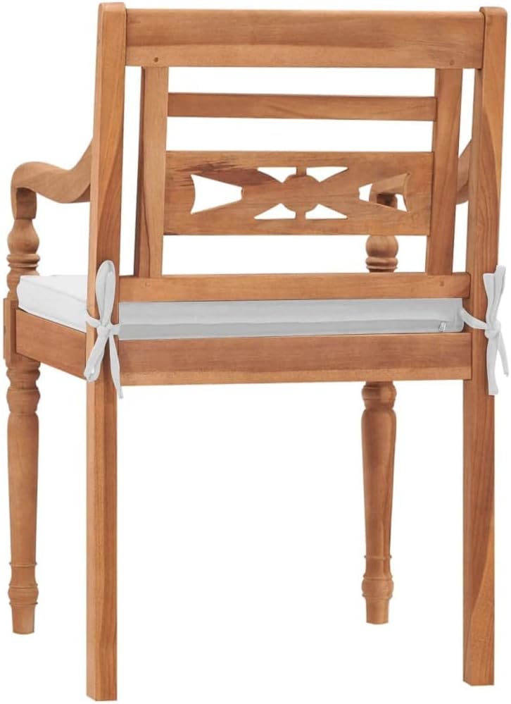 Batavia Chairs 2 pcs,Visitor Chair, Office Chair,Rustic Kitchen Chairs,Conference Room Chairs,Easy Assembly,Used in Kitchen,Office or Sitting Area, with Cushions Solid Teak Wood