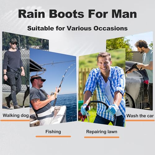 Rouhuhura Gummistiefel Herren, Regenstiefel Stiefel Wasserdicht Regenschuhe Anti-Rutsch Regenstiefel Halbhohe Gartenstiefel Gummistiefel Herren kurz (EU 45)