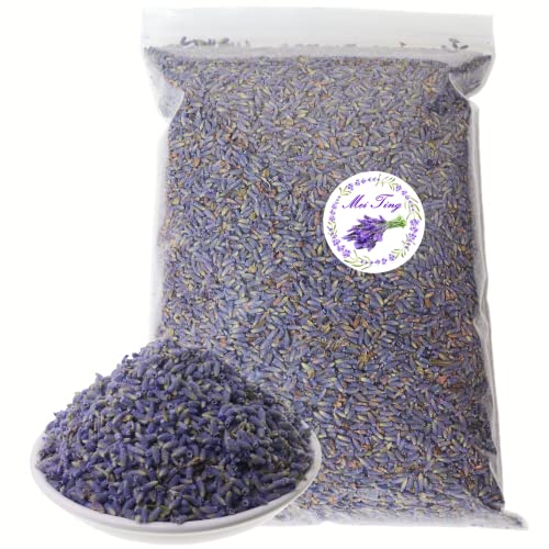 Mei Ting Brotes de flores de lavanda seca, 100% natural, pétalos de lavanda secados ultra azules, 200 g
