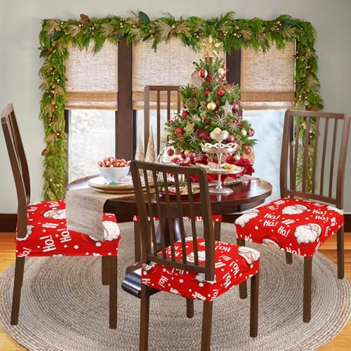 Fuangui Christmas Chair Covers Set Of 4 For Dinging Room, Stretch Jacquard Removable And Washable Chair Seat Covers, Protector Chair Cushion Kitchen Dining Home Slipcovers thumb #5