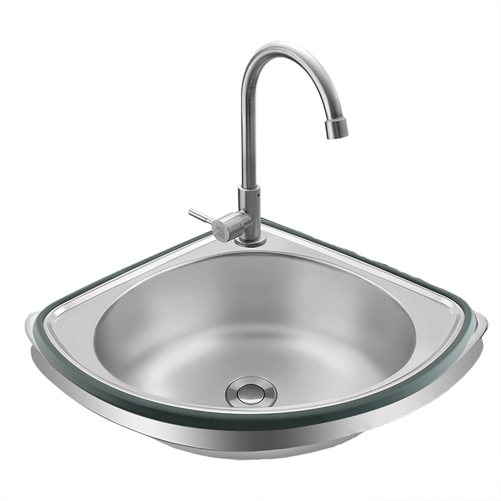 Compact Stainless Steel Wall-Mounted Bathroom Sink with Drainer & Tap - Ideal for Commercial Use in Laundry Garage Restaurant Bar Cafe - Big Bend Single Cold