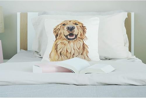 Miniatura 3 de EKOBLA Golden Retriever - Funda de almohada cuadrada para hombres, mujeres, niños, niñas, decoración del hogar, algodón, lino, 18 x 18 pulgadas