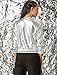Allegra K Women's St. Patrick's Day Sparkly Holographic Lightweight 90S Halloween Shiny Metallic Bomber Jacket X-Small Silver