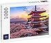 Lais Puzzle Fujiyoshida, Japón Hermosa Vista del Monte Fuji y la Pagoda Chureito al Atardecer, Japón en Primavera con los cerezos en Flor 1000 Piezas