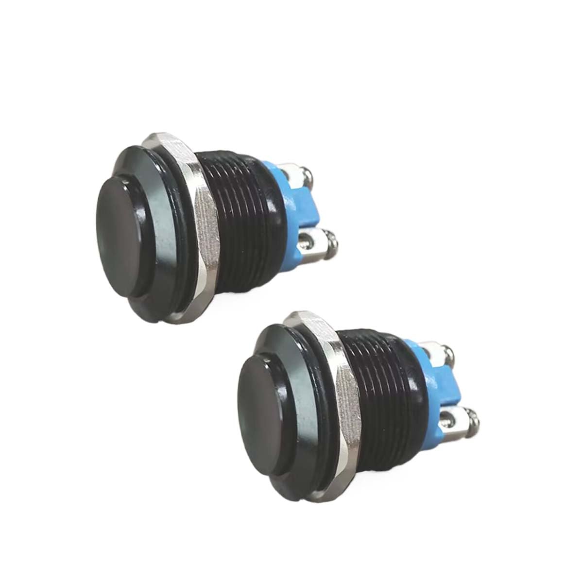 2PCS 19mm Momentary Horn Push Button Switch- 12V SPST 1NO Round Starter Power Switch for Car- Waterproof Black Metal Shell Latching Push Button Switches for 3/4" Mounting Hole Screw Terminals-picture-32
