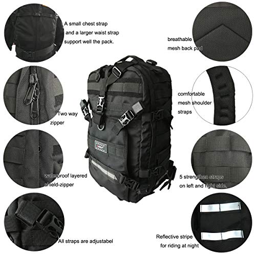 Goldfire Large Capacity Motorcycle Cycling Riding Helmet Backpack Military Helmet Molle Storage Bag ,Waterproof Tactical Backpack for Men (Backpack)