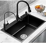 YNIYUJKL ,Bar De Acero Inoxidable para El Hogar con Orificio De Drenaje. Barra De Preparación Cuadrada con Grifo Extraíble.Bar De Acero Inoxidable para El Hogar con Ori,75x45cm