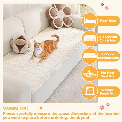 ENONCI Hundedecke Flanell Sofaüberzug Dicke Sofa überzug Haustierfreundlich Weich und Komfortabel rutschfeste Gestaltung Sicher und Langlebig Maschinenwaschbar Sofa Schutz (Beige, 70 x 180CM)