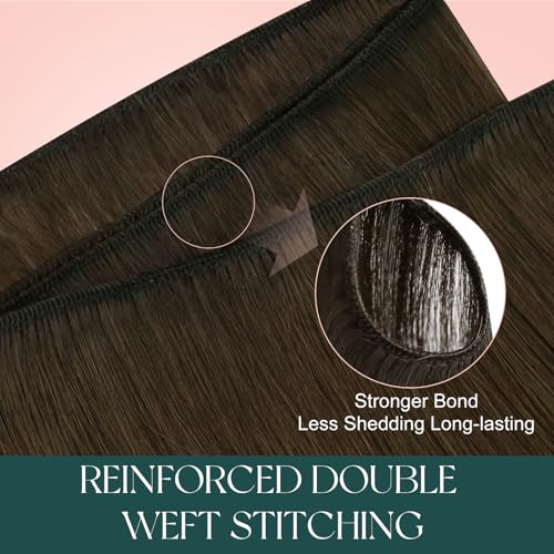 Image of Easyouth Hair Extensions Sew in Ombre 20 Inch Sew in Extensions Real Human Hair Dark Brown Ombre To Chestnut Brown Mix Ash Blonde Straight Hair Extension Weft for Thinning Hair 100G