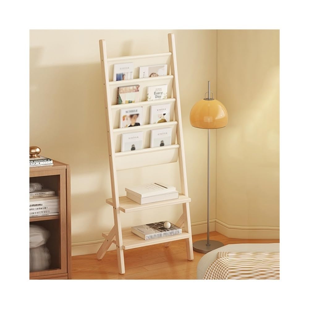 CHUOZI Floor Newspaper Rack Magazine Floor-Standing Storage Wall-Mounted Brochure Display Racks(Wood Color,Small)